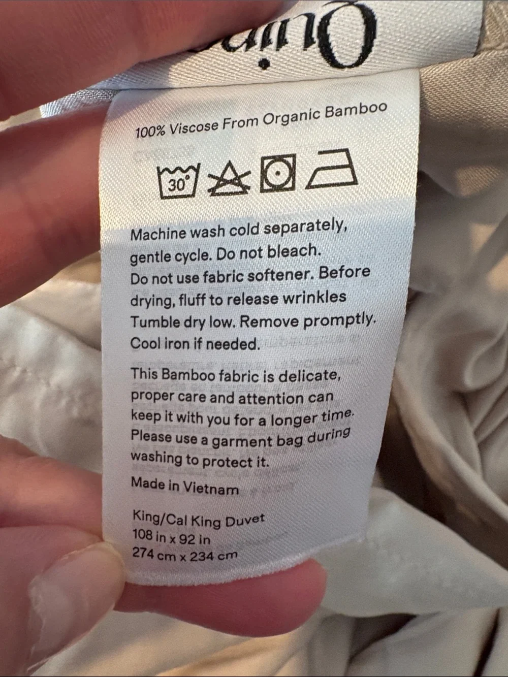 QUINCE Bamboo Duvet Cover King Cal King Sand